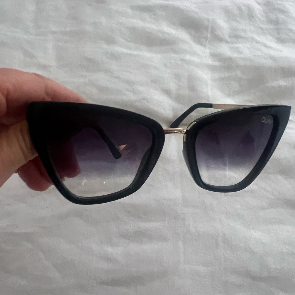 Quay Australia Black Cat Eye Sunglasses with Gradient Lenses